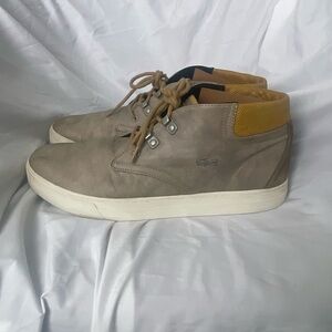 Lacoste Men's Beige and Yellow High-Top Sneakers